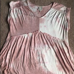 Blush pink and white “tie-dye” blouse/tunic